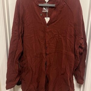 Vici Brick Red Button-Up Tunic